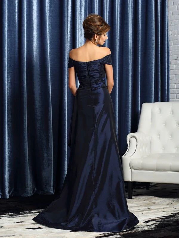 Wholesale Off-the-Shoulder Short Sleeves Long Taffeta Mother of the Bride Dresses